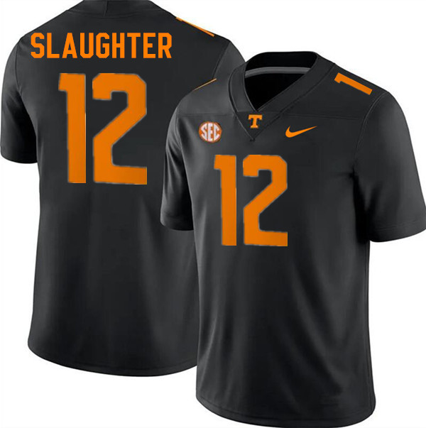 Men #12 John Slaughter Tennessee Volunteers College Football Jerseys Stitched-Black